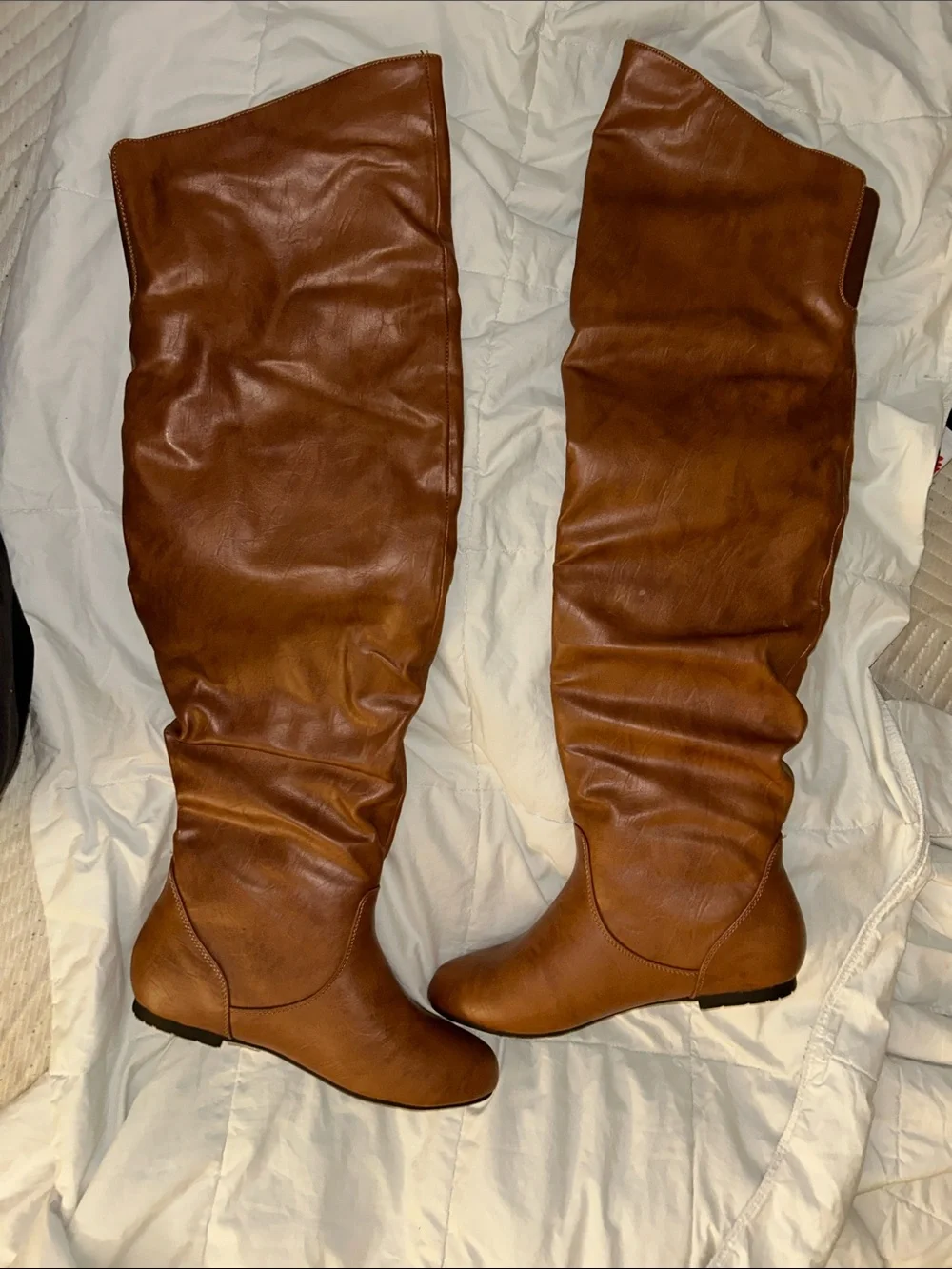 Nature Breeze Cognac Slouchy Over-the-Knee Boots